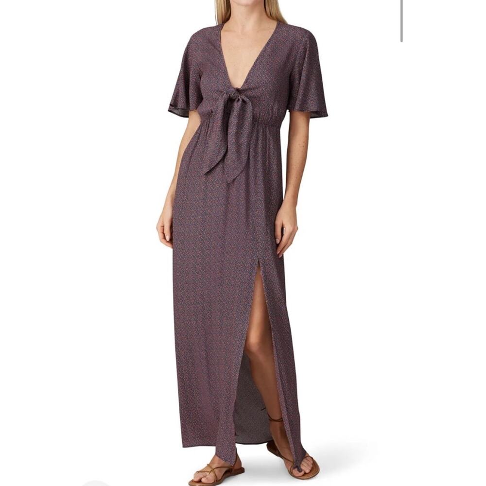 Charli Svea Knot Front Maxi Dress Women's 4 Taupe Purple Crepe